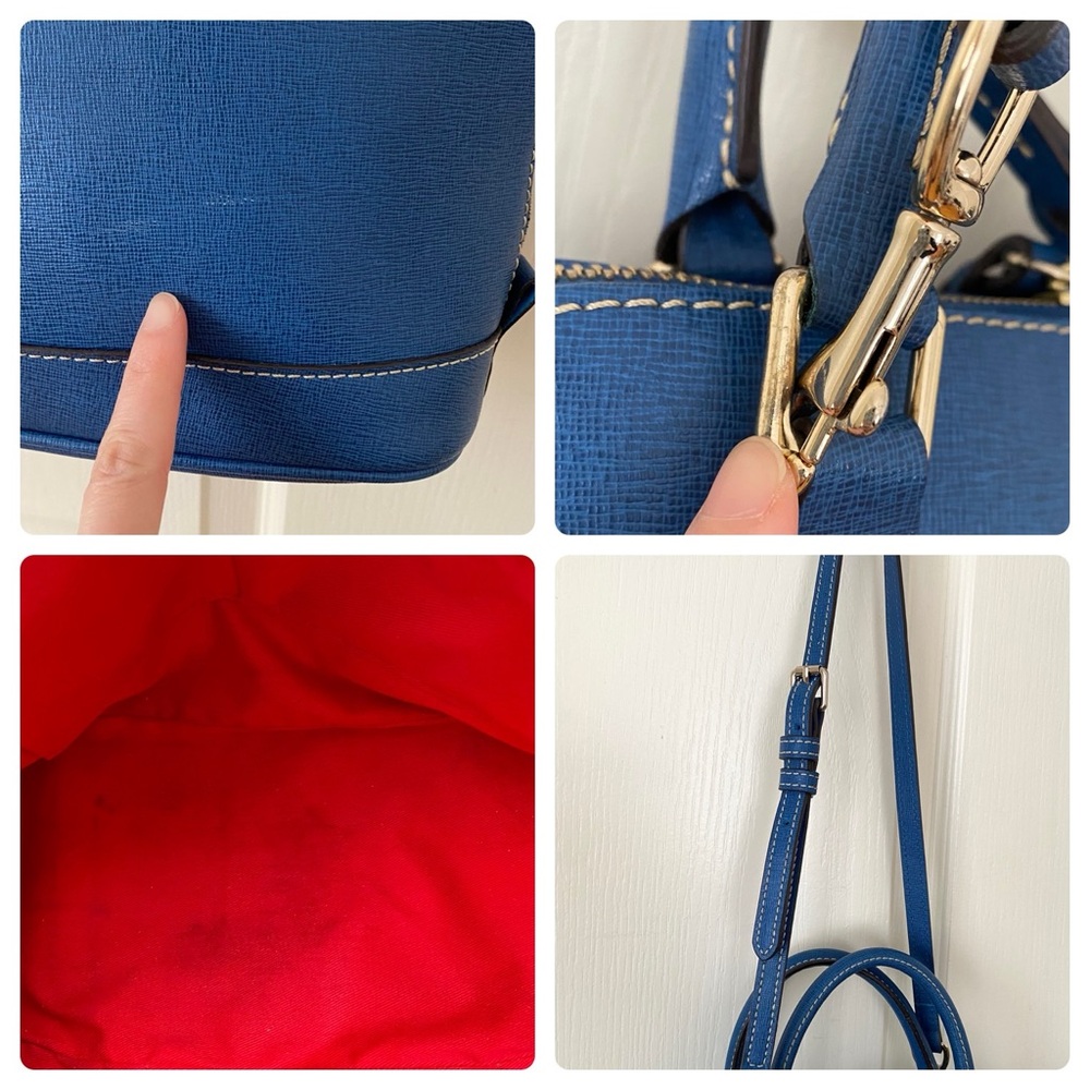 Dooney & Bourke Blue Leather Dome Satchel Shoulder Bag - Picture 12 of 12